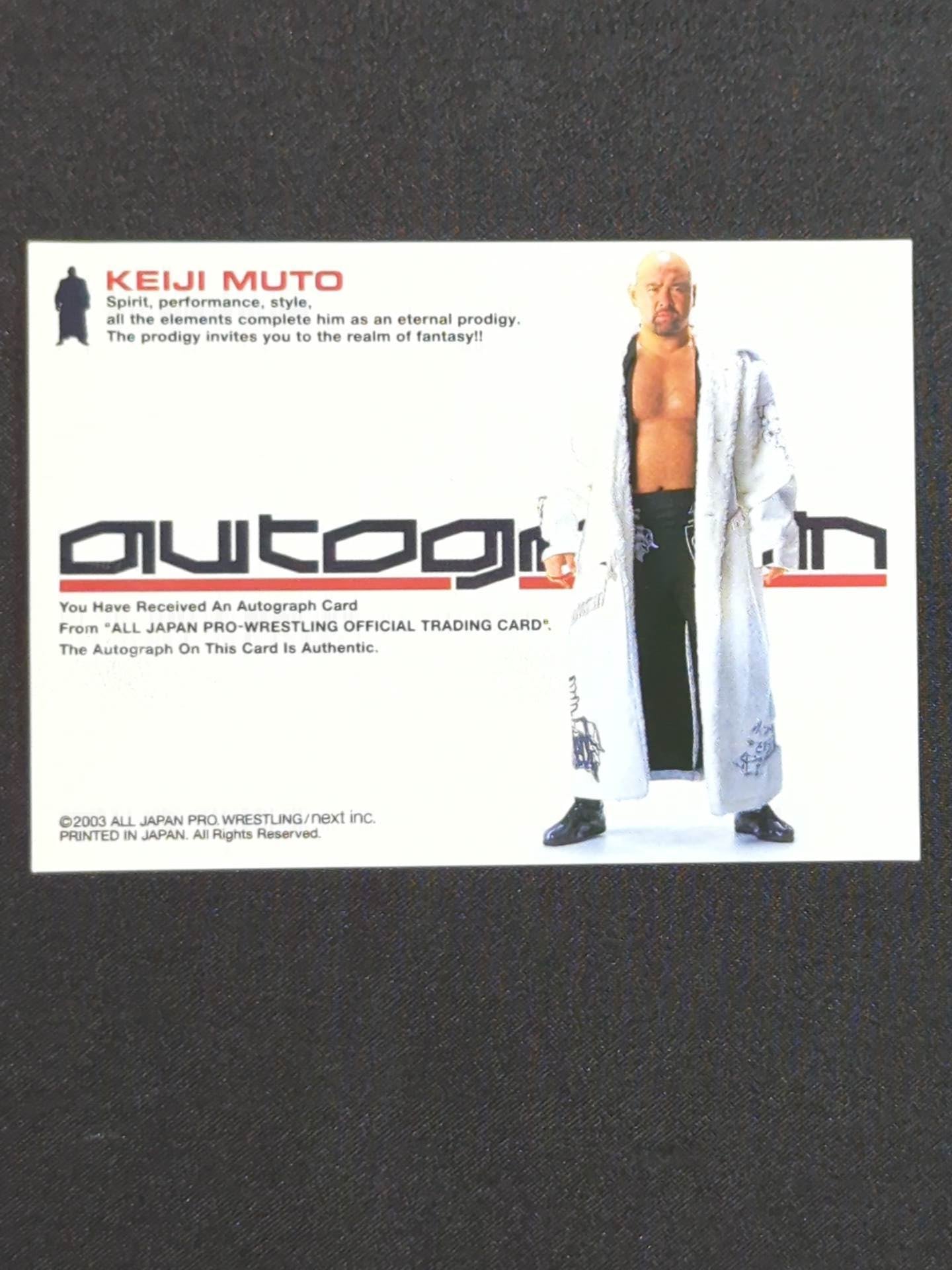2003 Next All Japan Pro Wrestling Muto Keiji Official Autographed Card