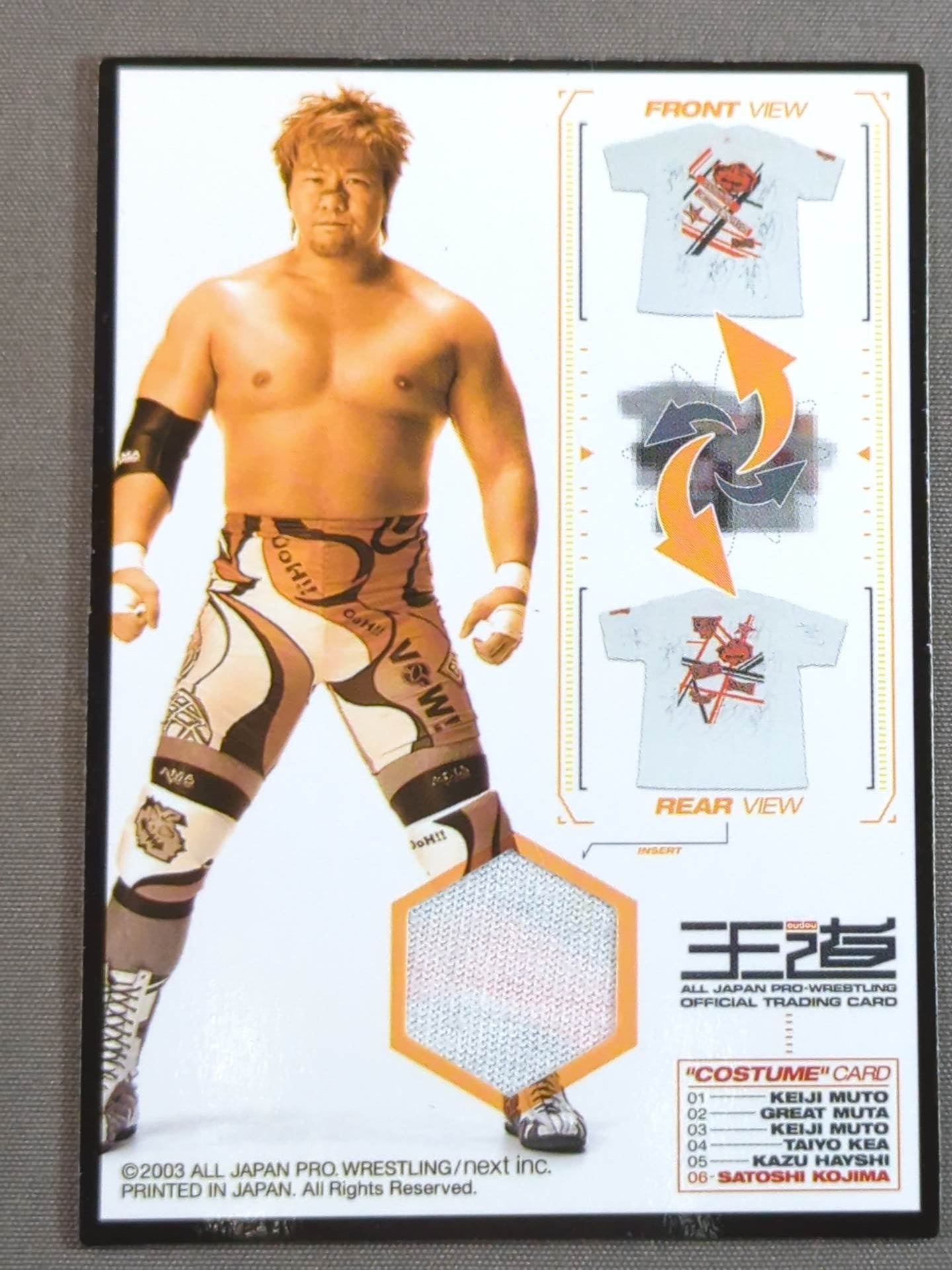 2003 Next All Japan Pro Wrestling Satoshi Kojima Official Costume Card