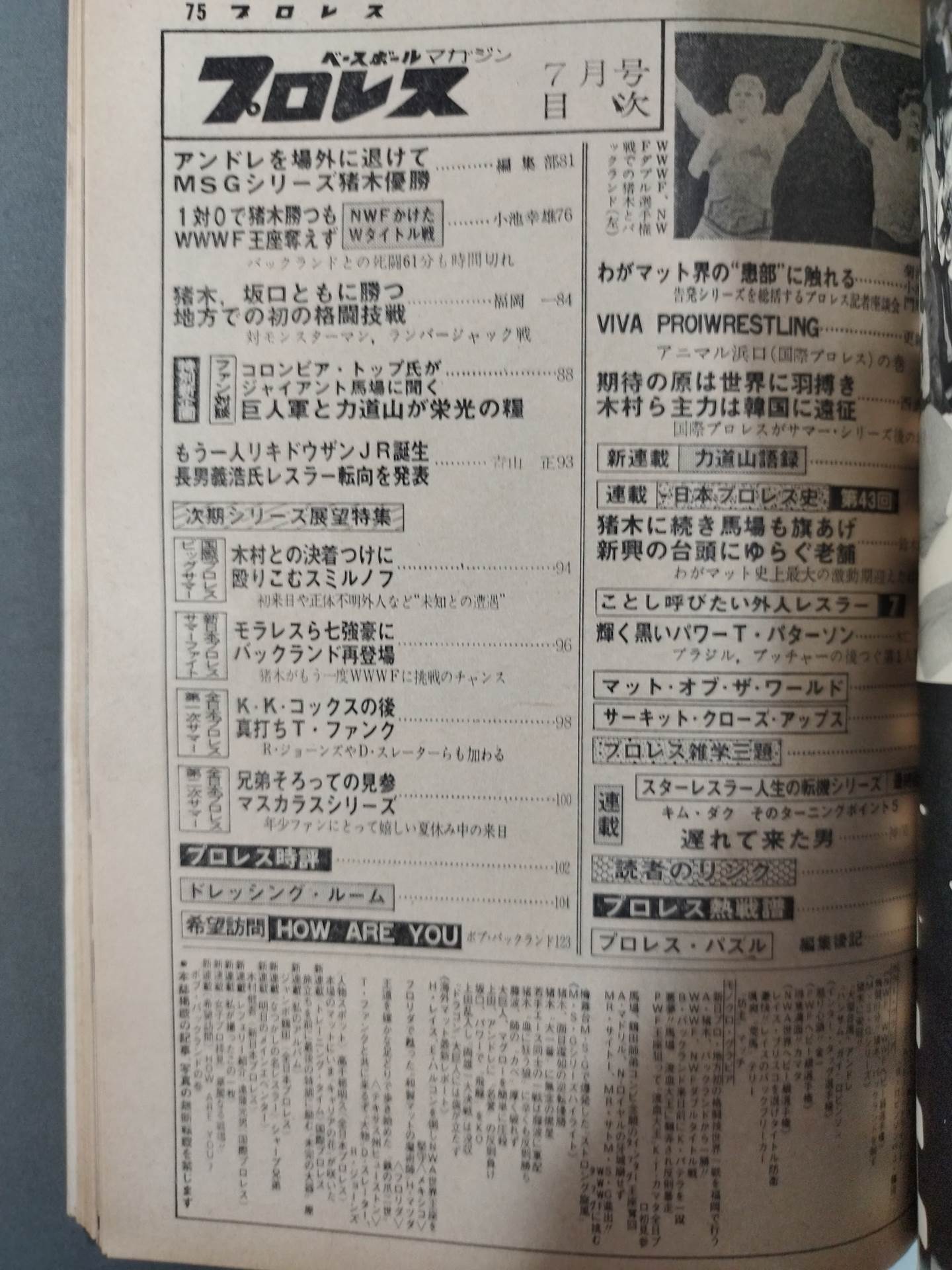 Pro Wrestling Monthly, July 1978