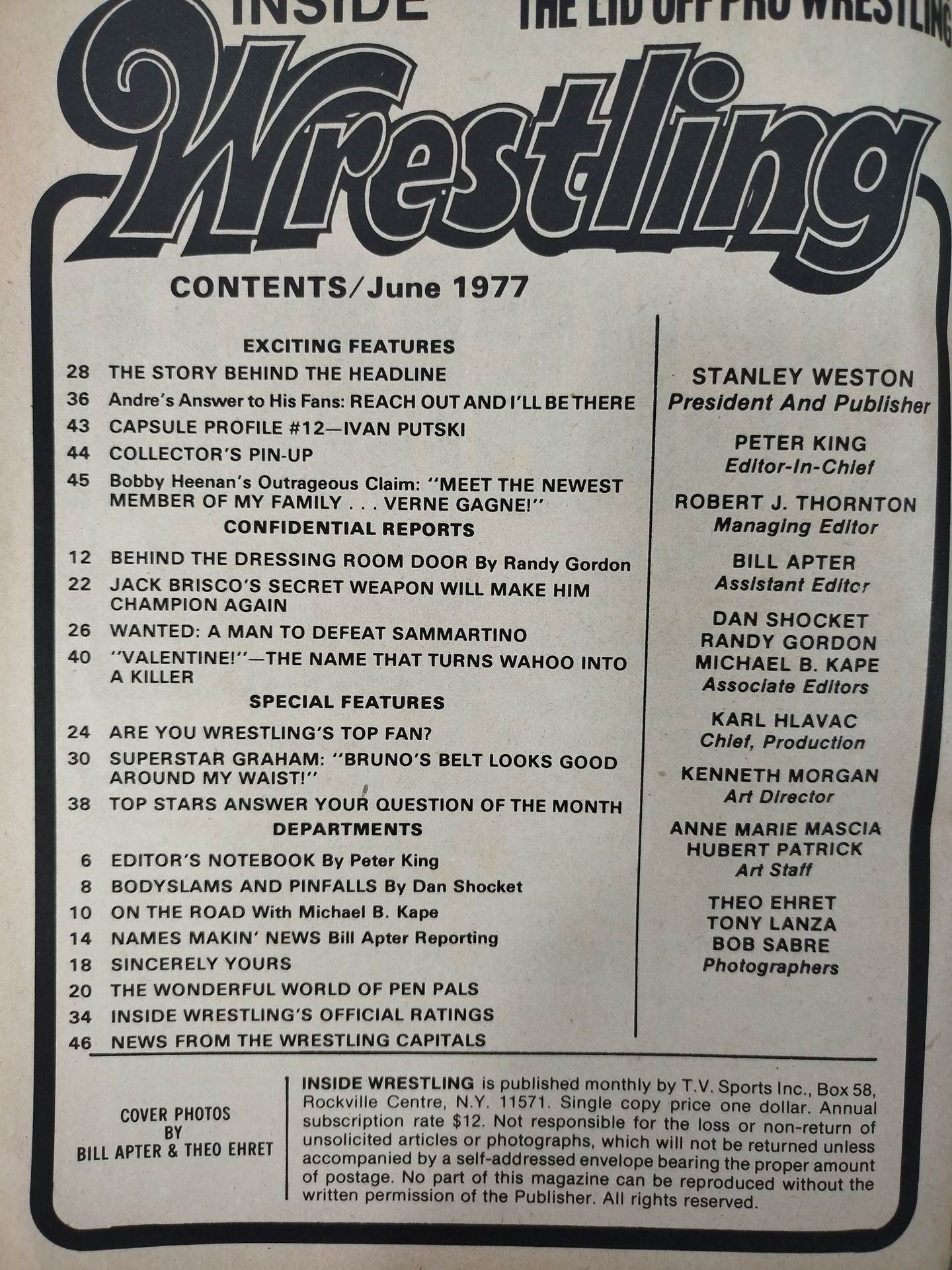 Inside Wrestling 1977年6月号