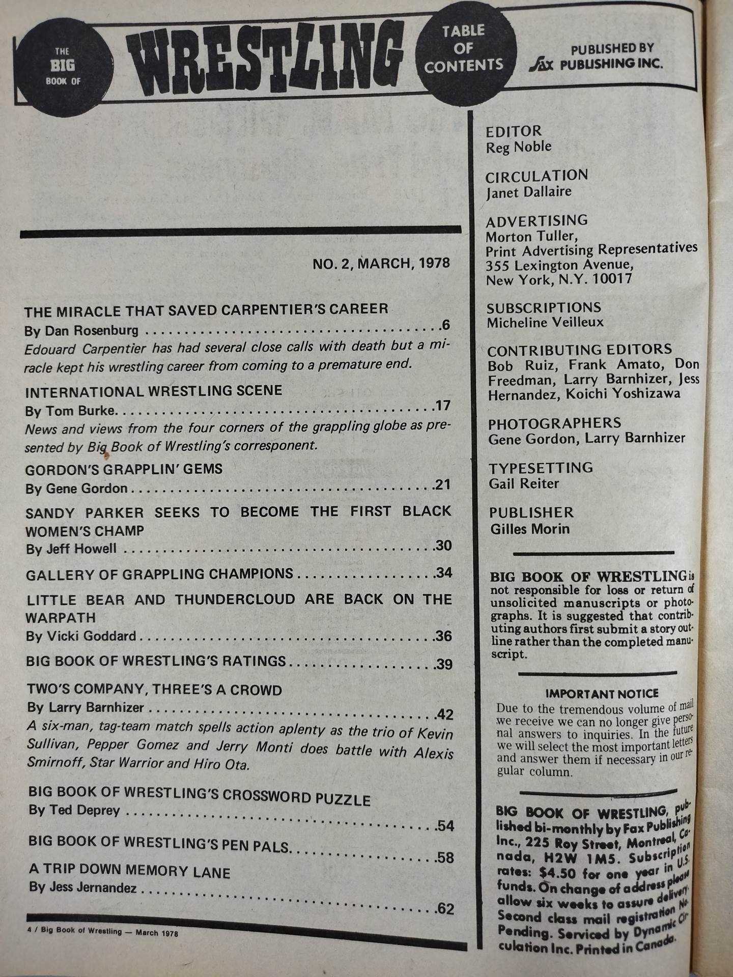 THE BIG BOOK OF WRESTLING 1978年3月号