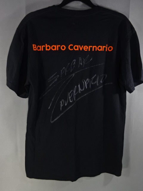 【hand signed autograph】 Barbaro Cavernario Illustration T-shirt (1) (Black)