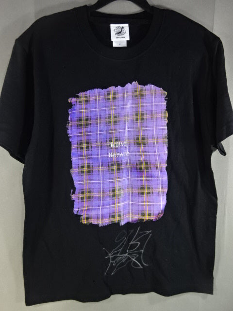 直筆サイン入り】ライジングHAYATO Checked Tシャツ②(ブラック