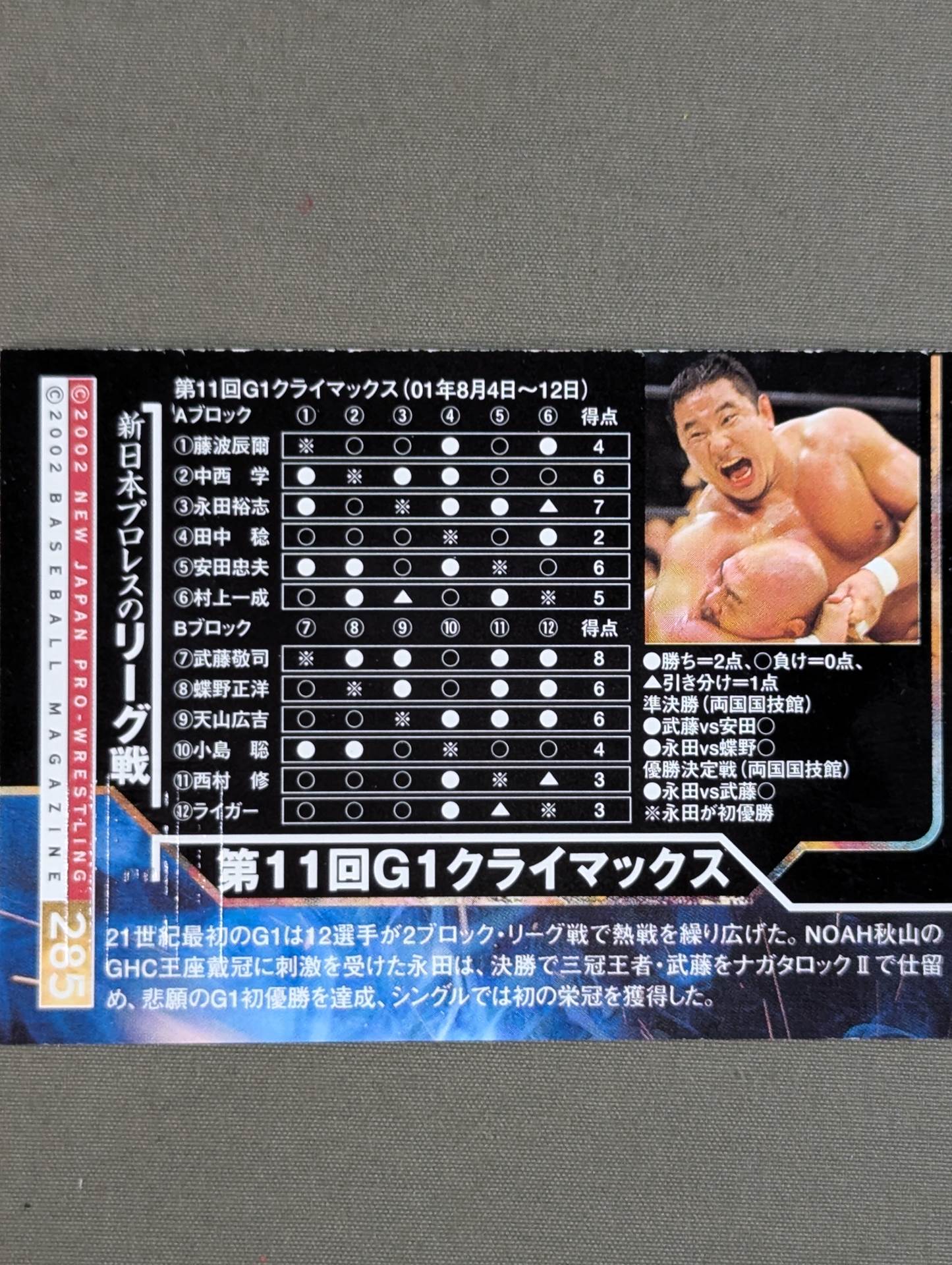 2002 BBM 永田裕志 公式サインカード