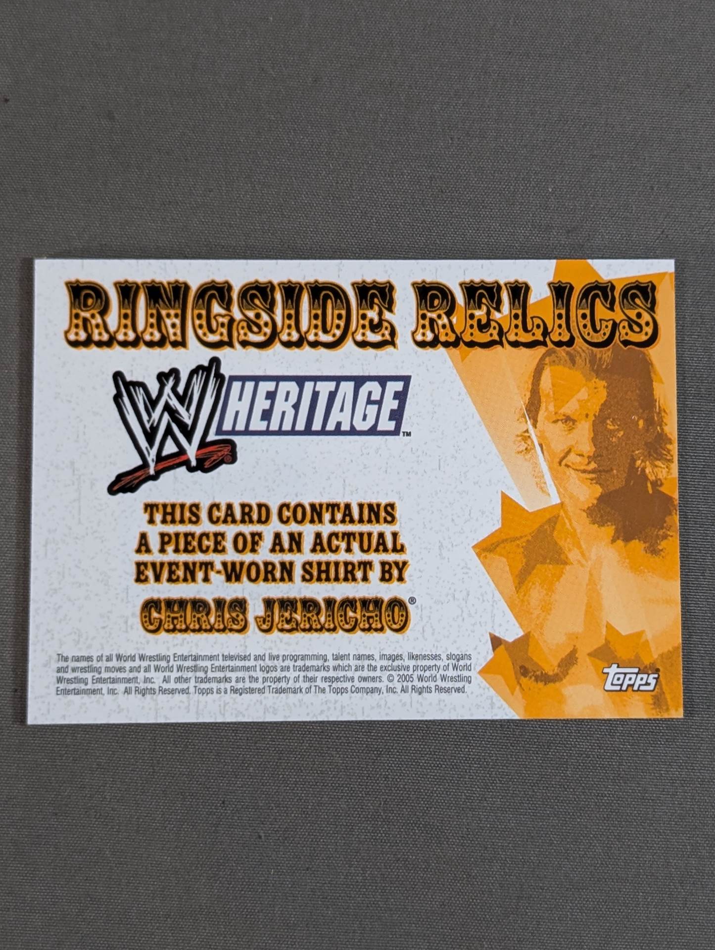 2005 WWE topps Chris Jericho official relic card
