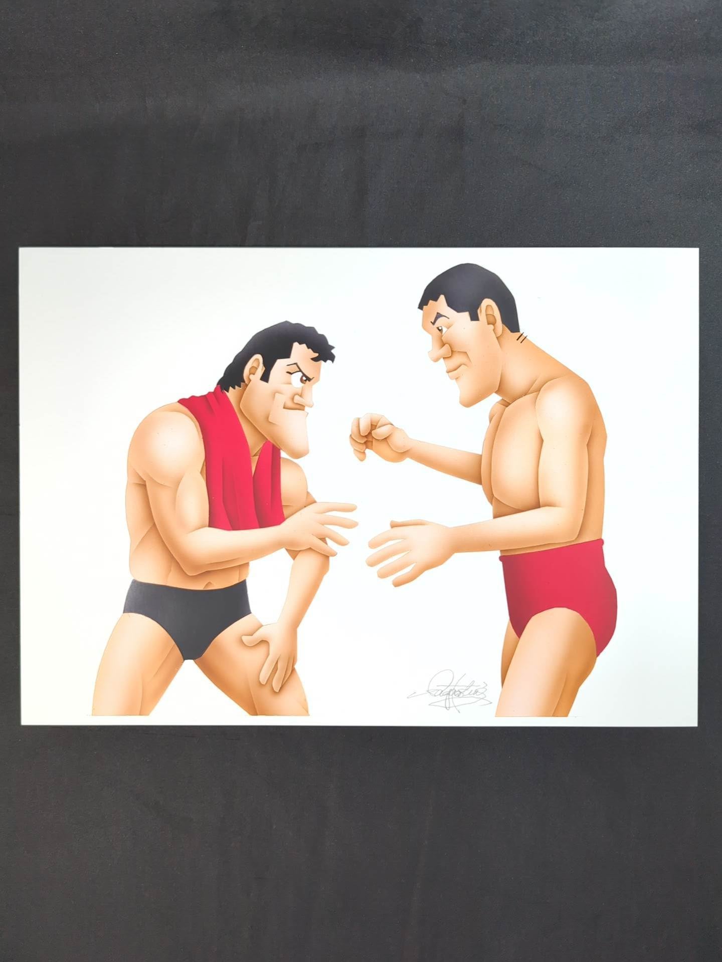 ★坂井永年氏 原画作品★「BI砲」アントニオ猪木&ジャイアント馬場