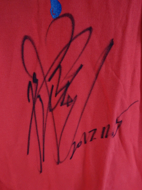 【hand signed autograph】 Kuroshio "handsome" Jiro FINISH! T-Shirt (1) (Red)