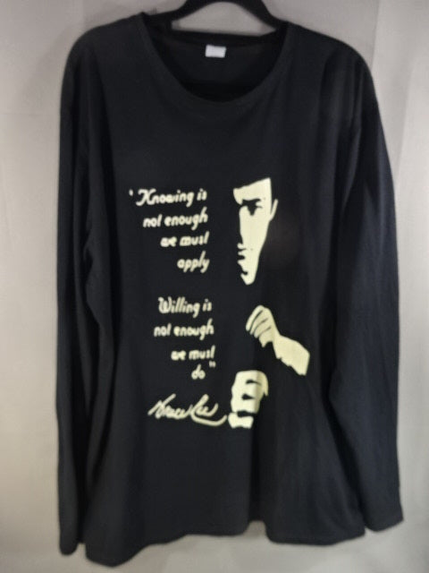 Bruce Lee  TAO OF JEET KUNE DO Illustration Long Sleeve T-Shirt (1) (Black)