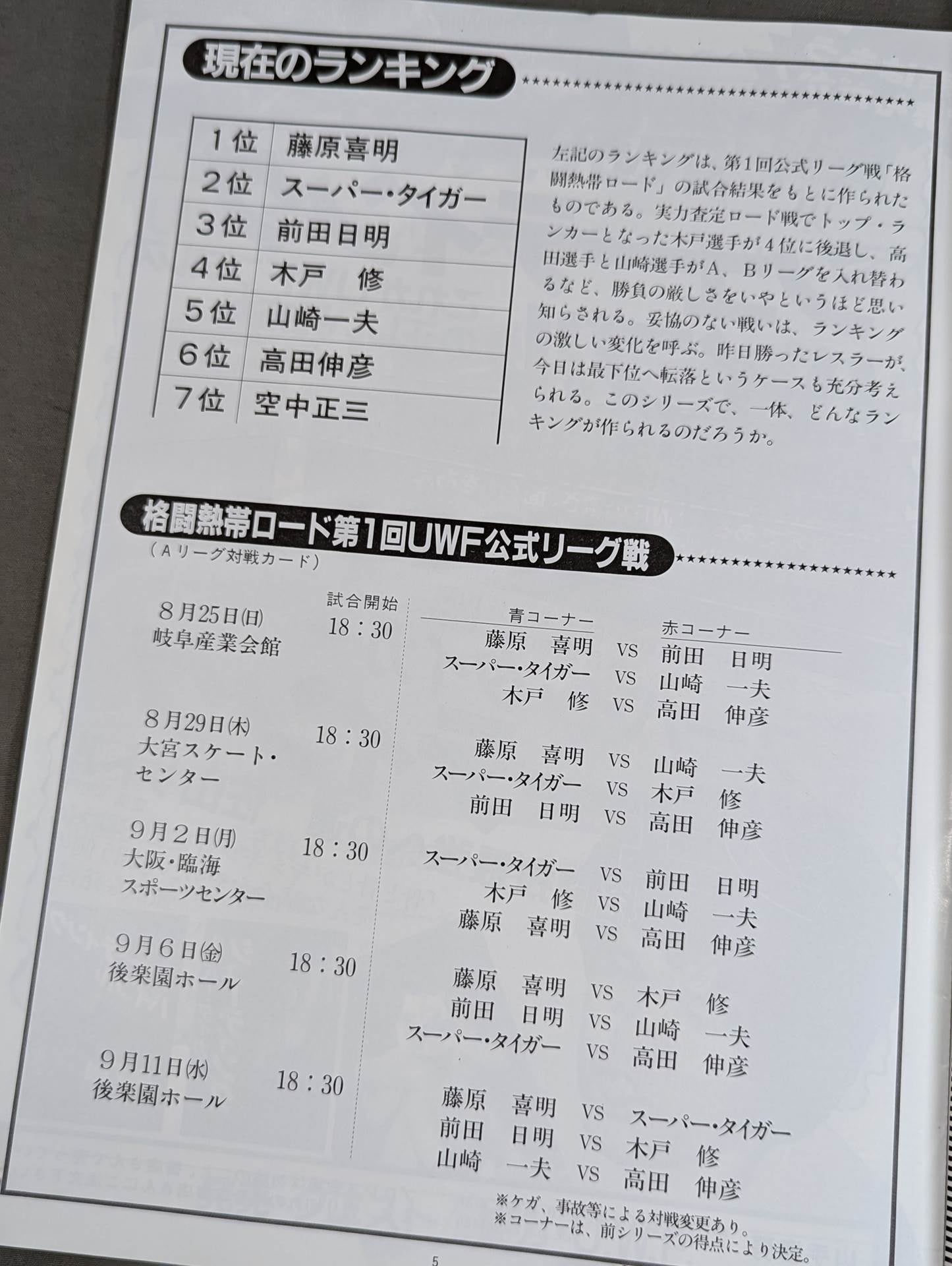 ★第1次UWF最後の大会★ U.W.F.第2回公式リーグ戦 格闘プロスペクト