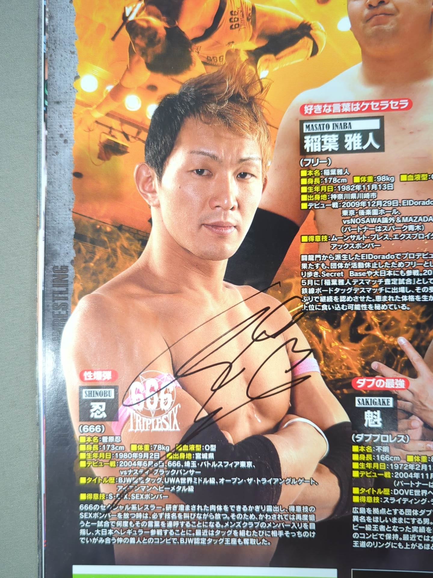 【12 hand signed autograph 】Big Japan Pro Wrestling / 2012 BJW DEATHMATCH BJ / STRONG BJ