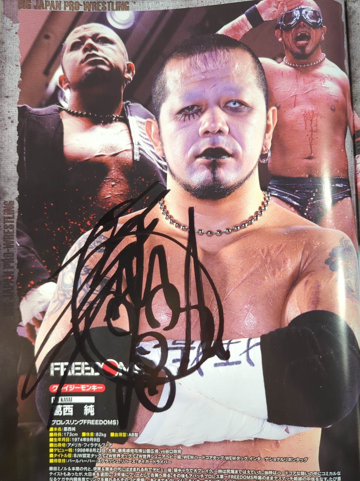 【12 hand signed autograph 】Big Japan Pro Wrestling / 2012 BJW DEATHMATCH BJ / STRONG BJ