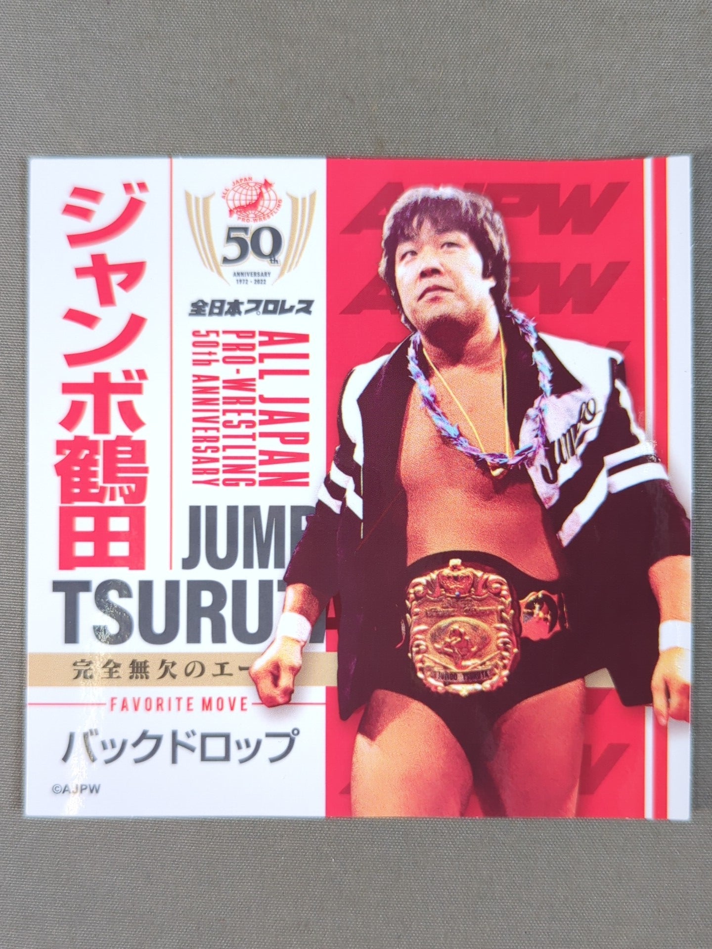 ジャンボ鶴田 全日本プロレス50周年 クリアファイル&ステッカーセット
