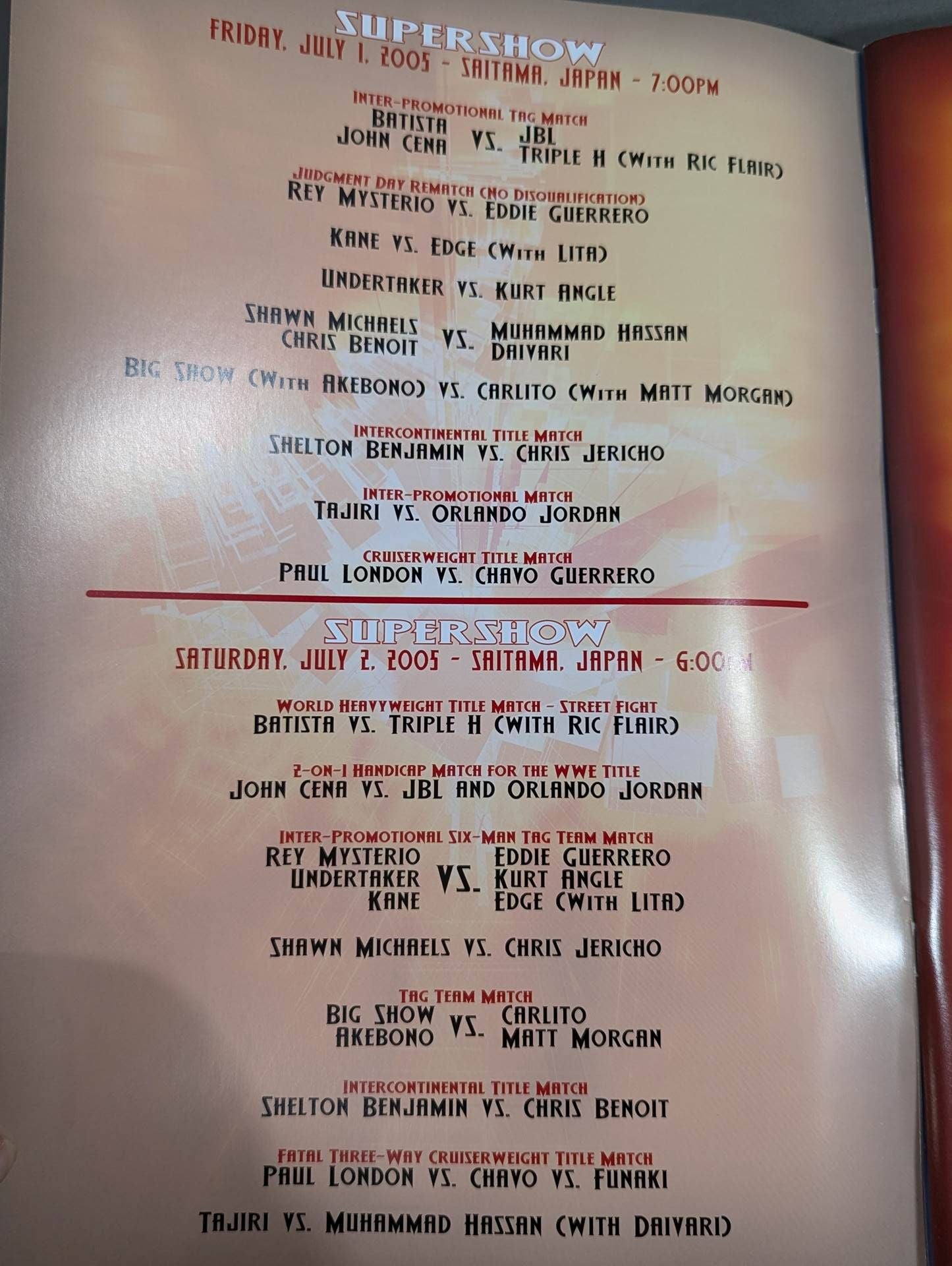 WWE SUPERSHOW OFFICIAL SOUVENIR PROGRAM 2005