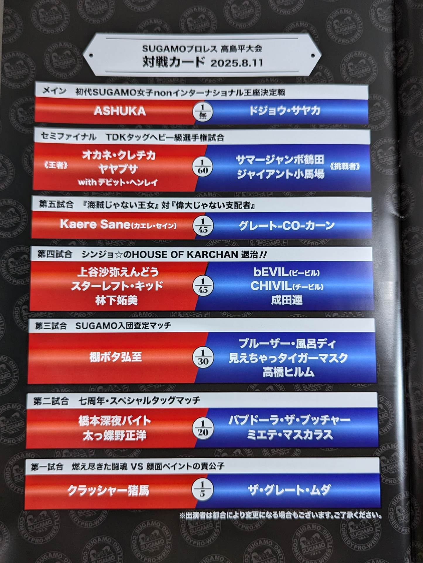 SUGAMOプロレス / SPLASH QUEENS 2025