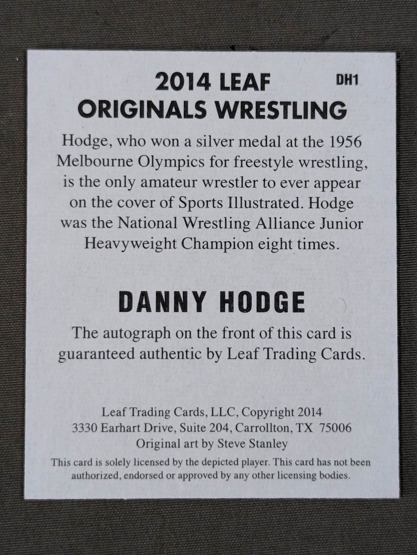 2014 LEAF ORIGINALS WRESTLING ダニー・ホッジ 公式サインカード