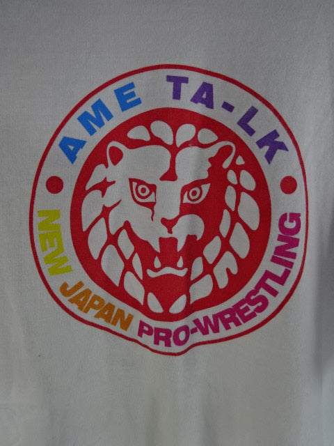 Ametalk!×Lion Mark Raglan T-Shirt (1) (White× Red)