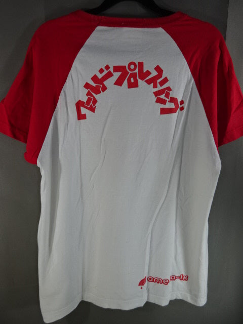 Ametalk!×Lion Mark Raglan T-Shirt (1) (White× Red)