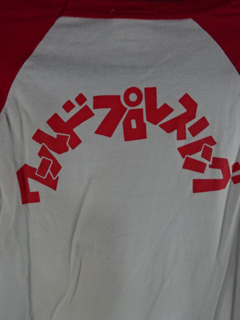 Ametalk!×Lion Mark Raglan T-Shirt (1) (White× Red)