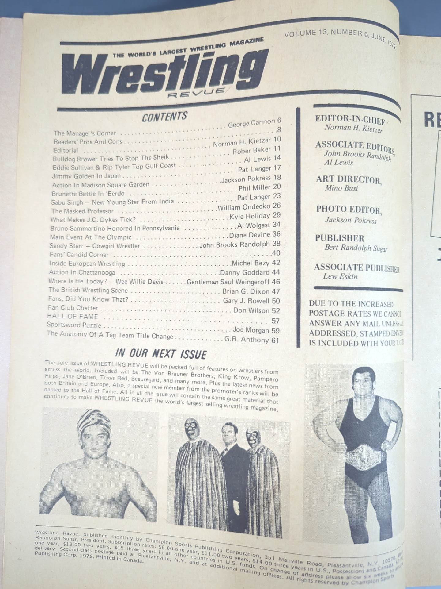 Wrestling REVUE June 1972 issue