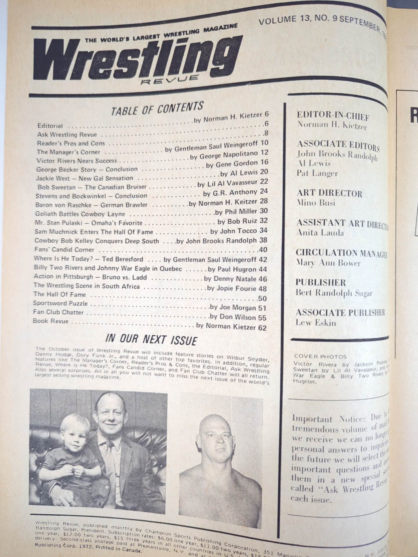 Wrestling REVUE September 1972 issue