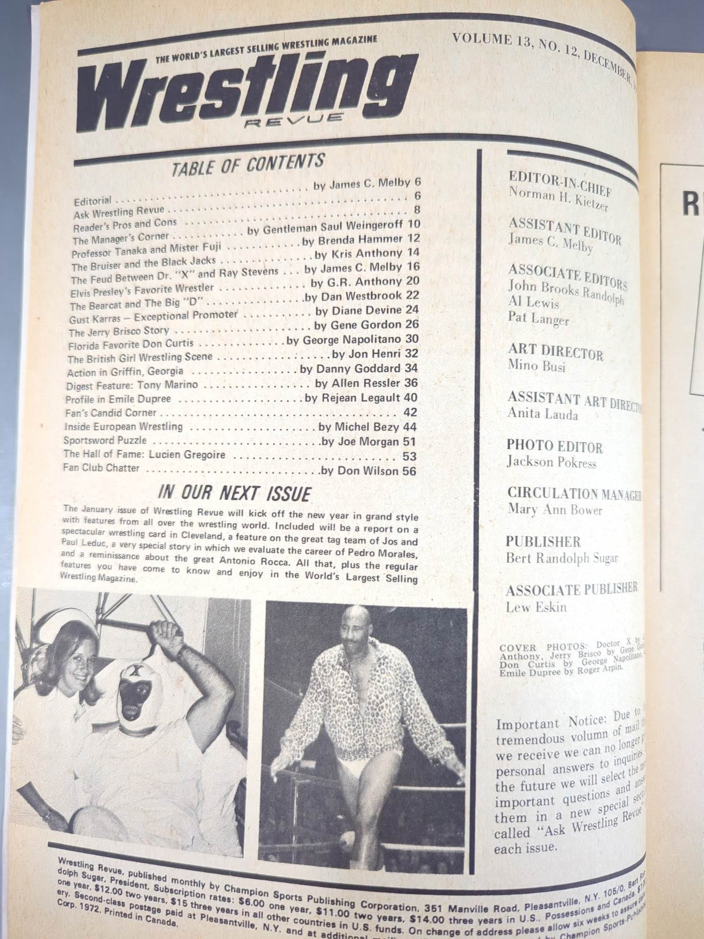 Wrestling REVUE December 1972 issue