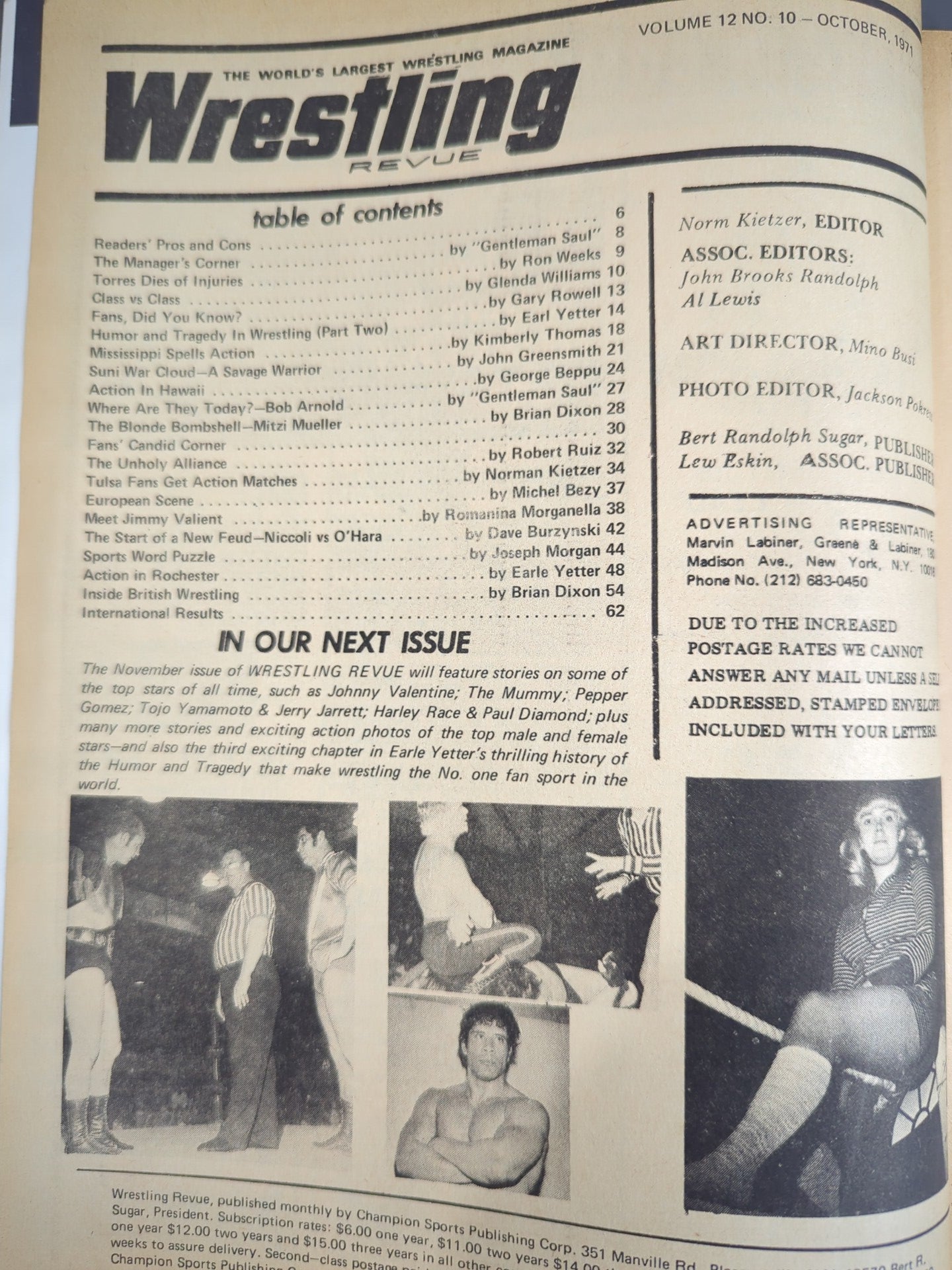 ★日本語解説付★Wrestling REVUE 1971年10月号