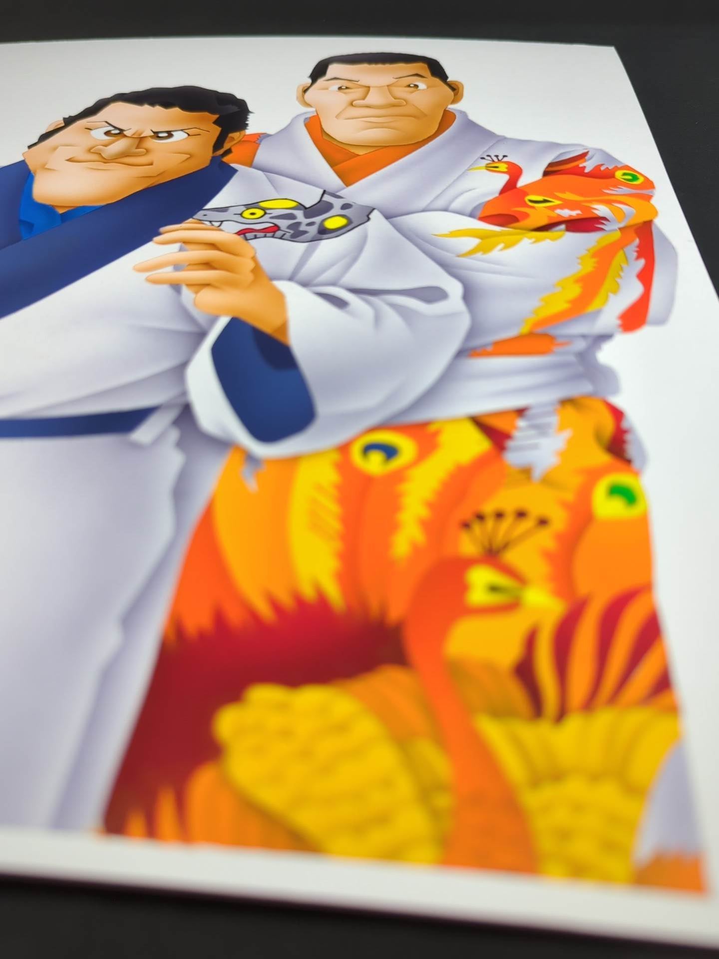 ★ Nagatoshi Sakai original art work ★ "Dream All-Star Game" Antonio Inoki & Giant Baba