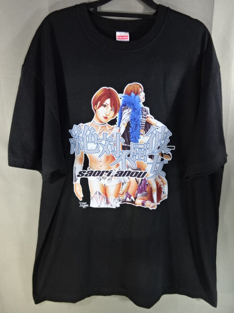 安納サオリ イラストTシャツ①(ブラック)
