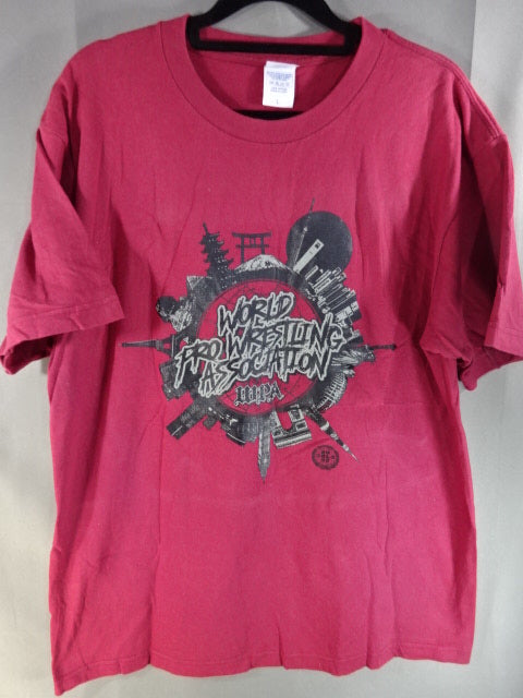 WPA(世界プロレス協会) ロゴ Tシャツ①(バーガンディ