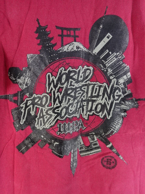 WPA(世界プロレス協会) ロゴ Tシャツ①(バーガンディ