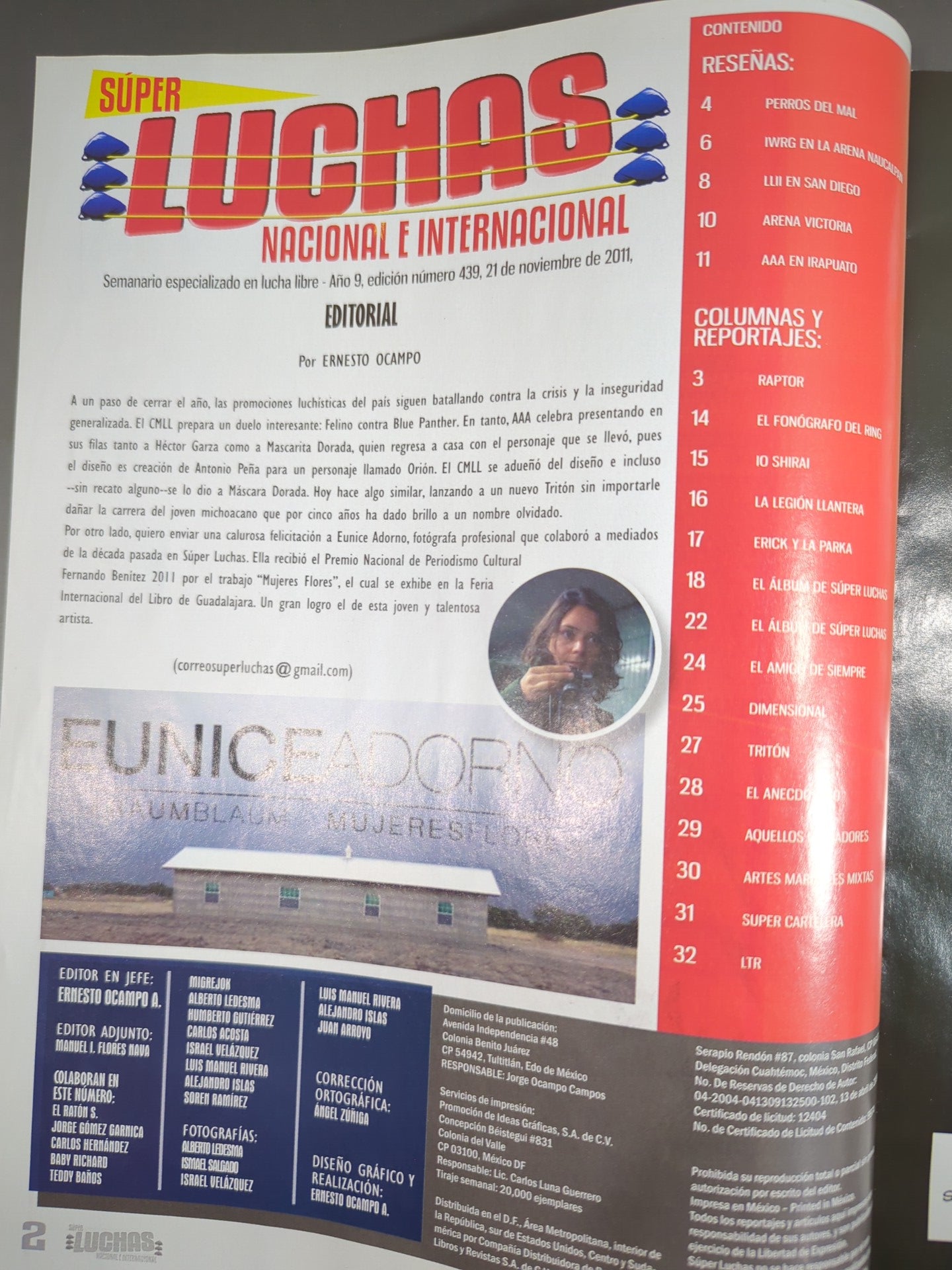 【紫雷イオ(イヨ・スカイ)直筆サイン入り】SUPER LUCHAS NACIONAL E INTERNACIONAL No.439
