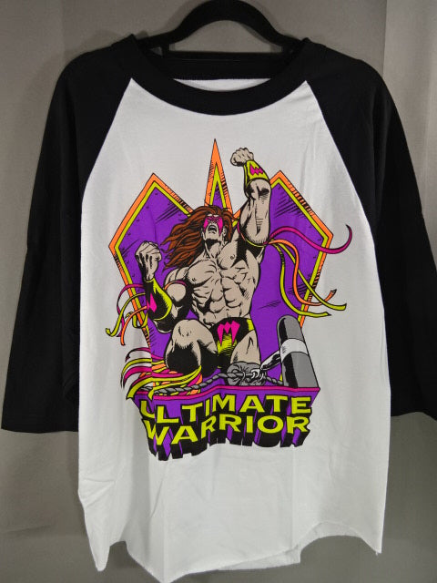 アルティメット・ウォリアー イラスト 七分袖Tシャツ①(WWE/ホワイト×ブラック)