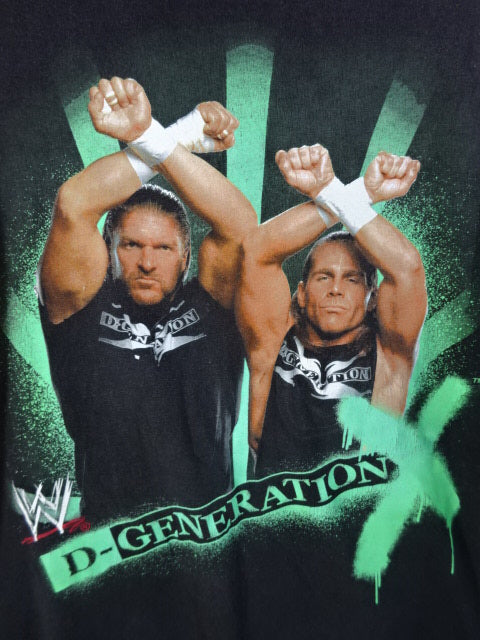 D-GENERATION X ショーン・マイケルズ&トリプルH ピクチャーTシャツ①(WWE / ブラック)