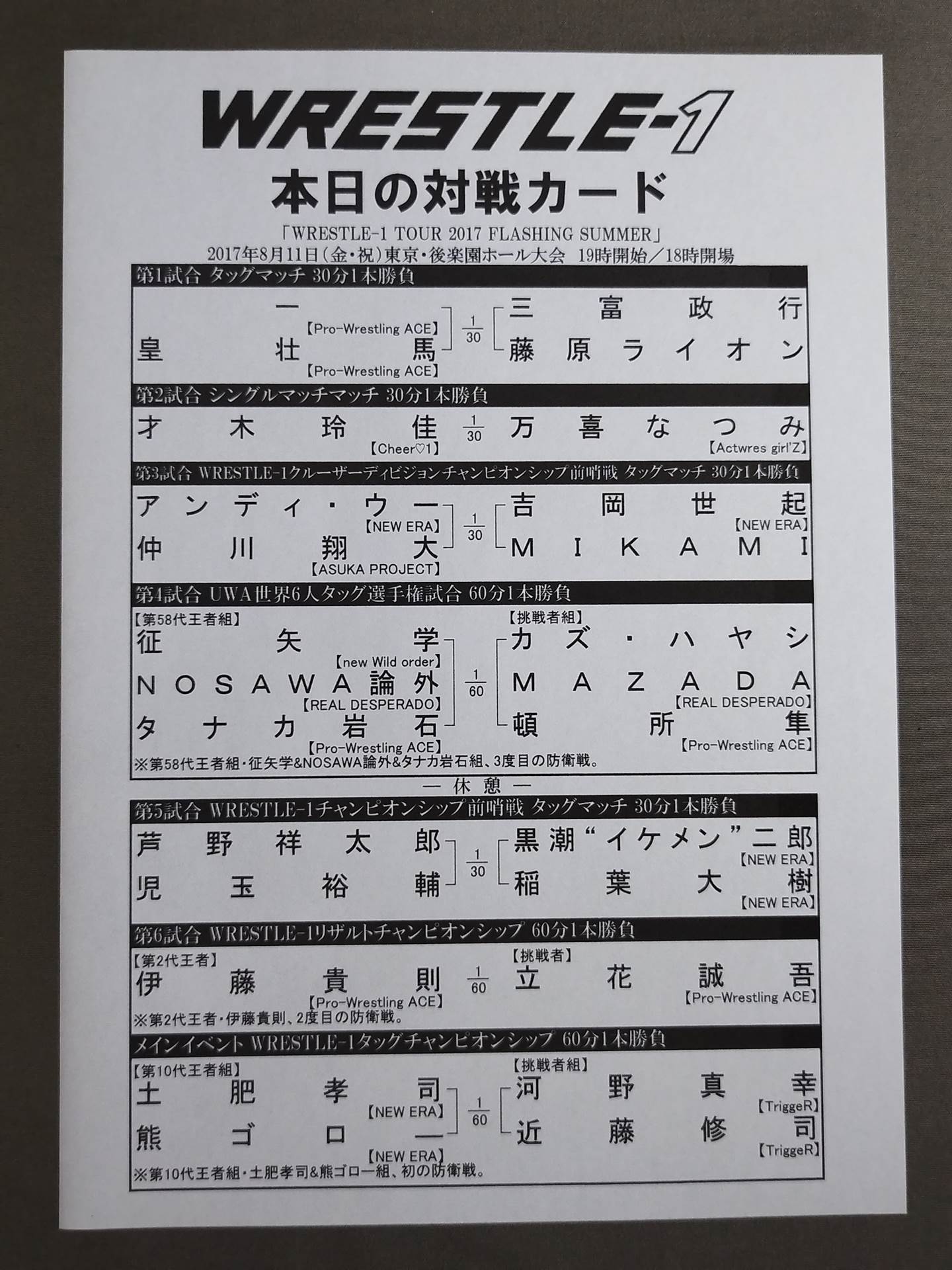 【大和ヒロシ 直筆サイン入り】WRESTLE-1 OFFICIAL GUIDE BOOK 2017 NO.4