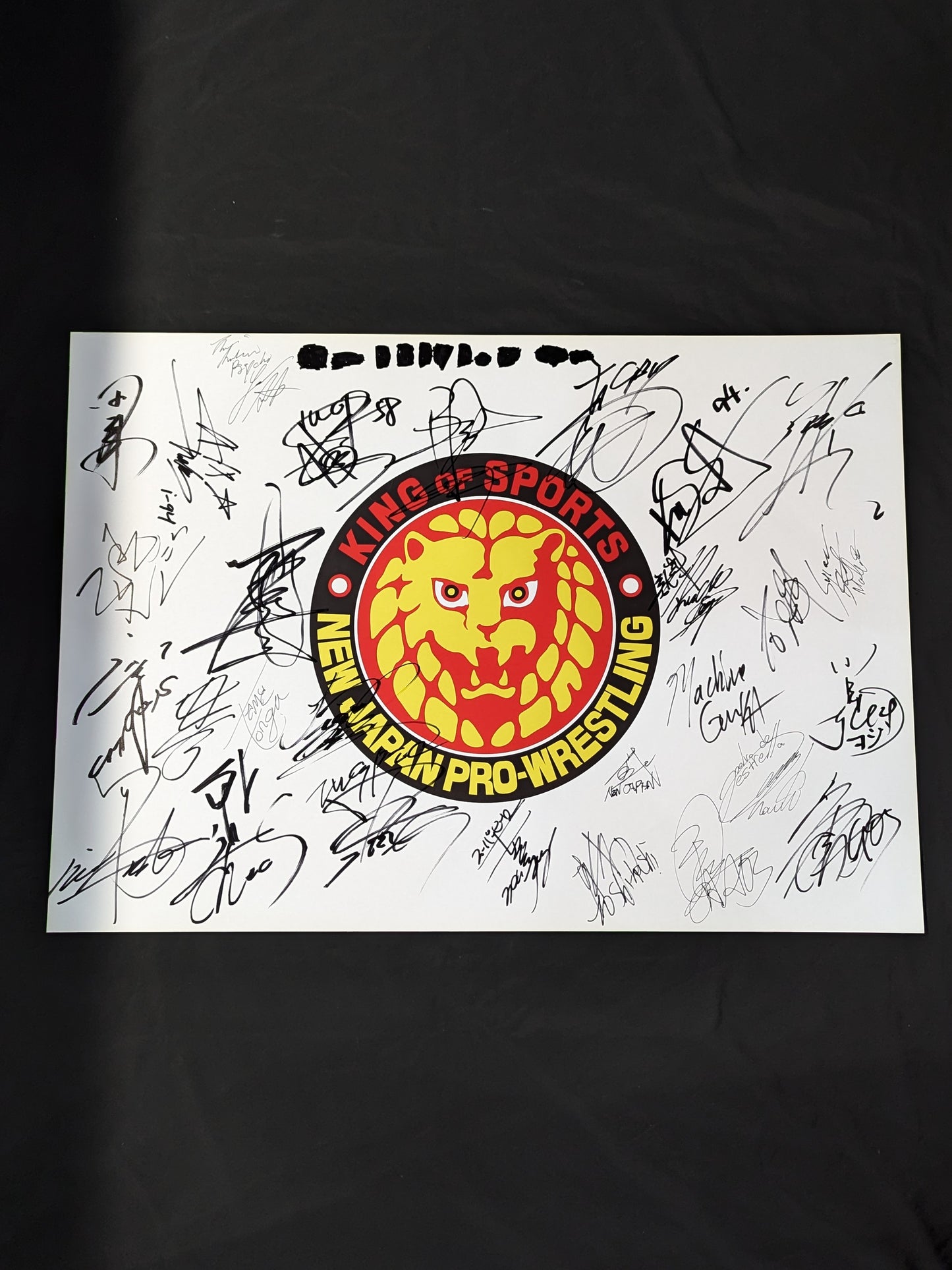 新日本プロレス 28選手直筆サイン寄せ書き(ライオンマーク特大厚紙)