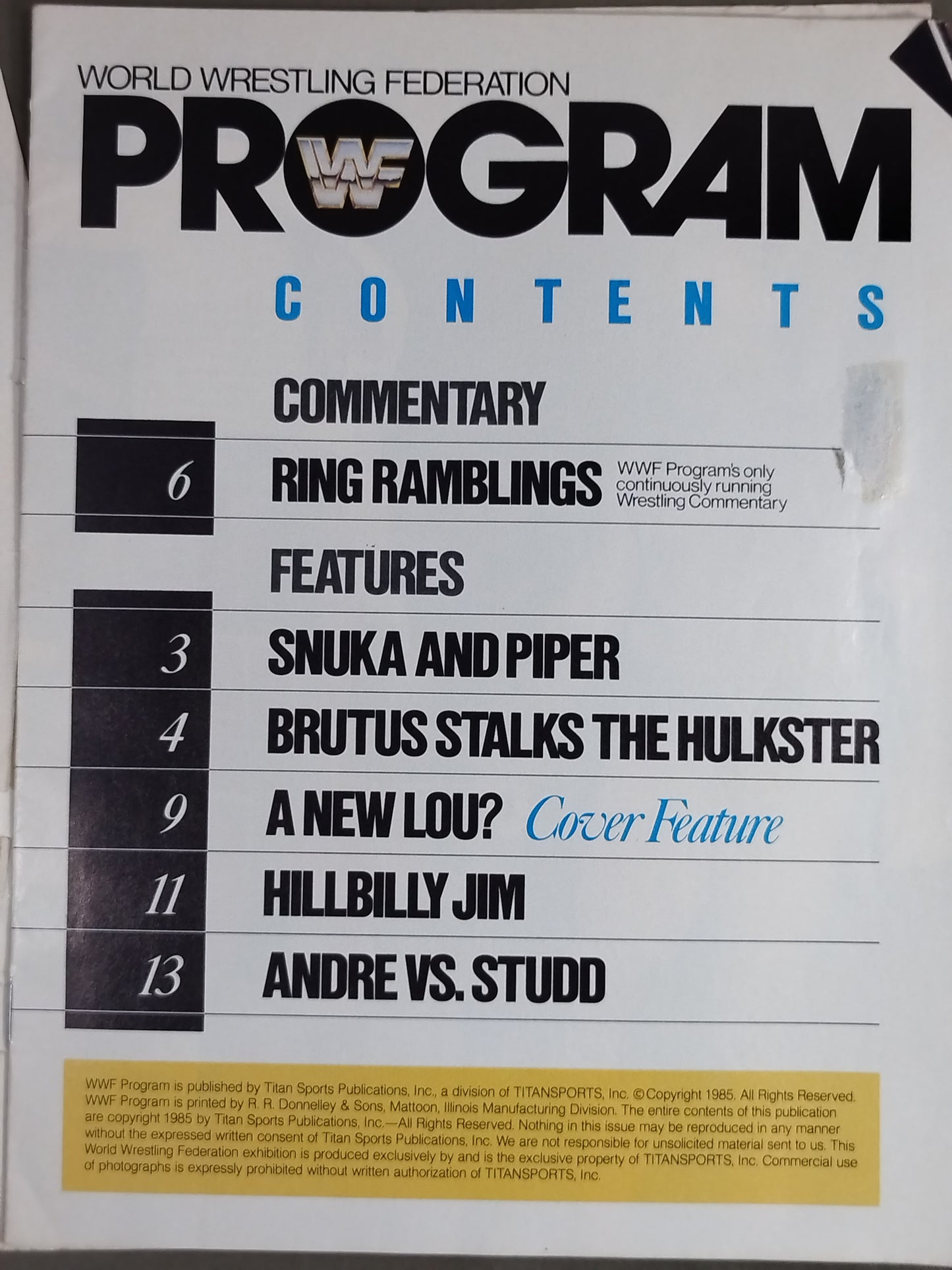 WWF OFFICIAL PROGRAM No.121