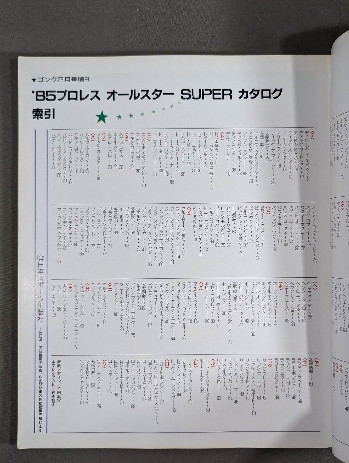 ゴング増刊号 85プロレスオールスターSUPERカタログ