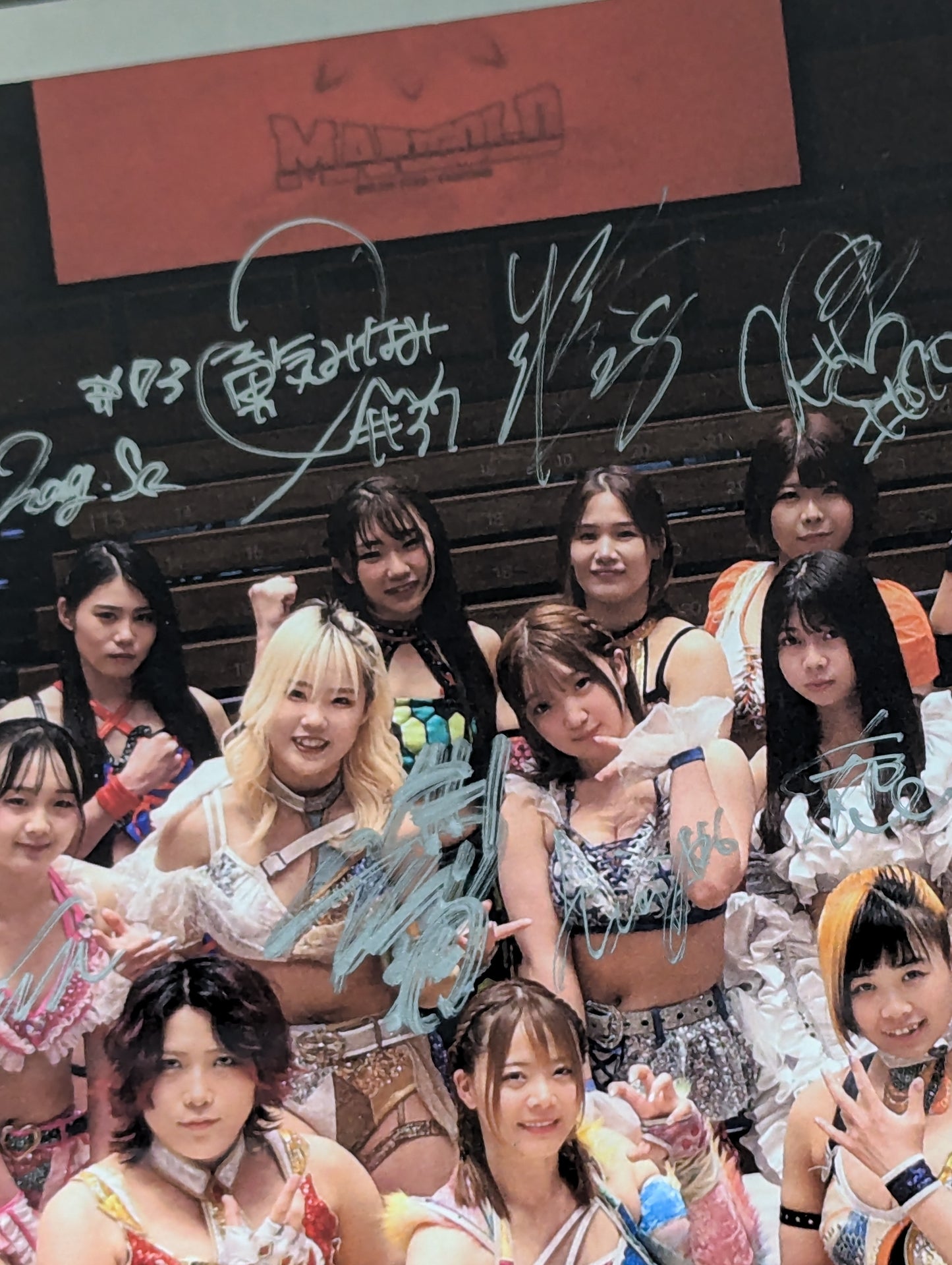 ★ All 23 fighters hand signed autograph ★ Marigold photo panel