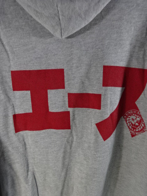 Hiroshi Tanahashi Zip Hoodie ( Grey ×Red)