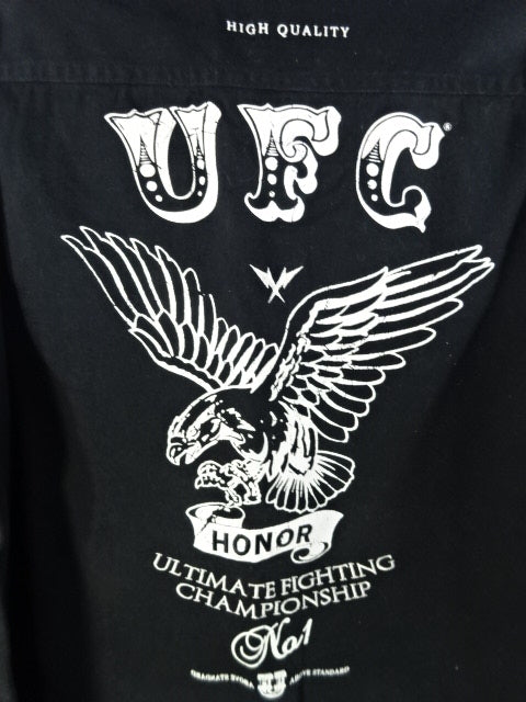 UFC オープンカラーロングスリーブシャツ①(ブラック)