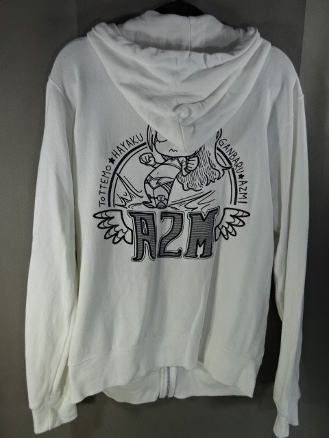 HTML ZERO3×STARDOM AZM Collaboration Zip-Up hoodie  (1) (White)
