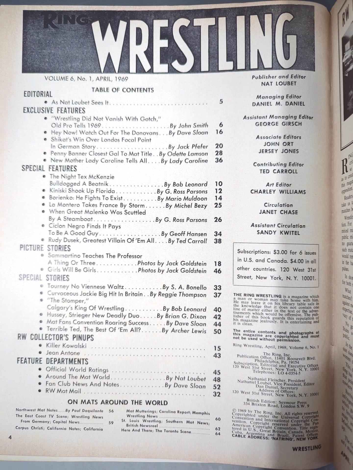 【The RING】 Wrestling April 1969 issue