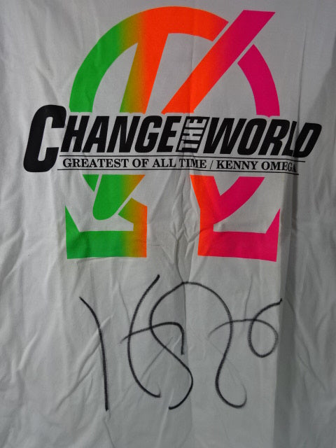 【hand signed autograph】 Kenny Omega CHANGE THE WORLD T-shirt