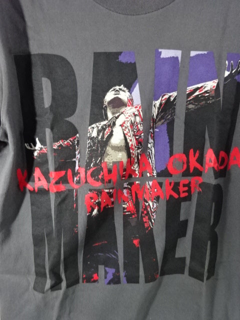 【hand signed autograph】 Kazuchika Okada RAINMAKER×RAINMAKER T-Shirt (Grey)