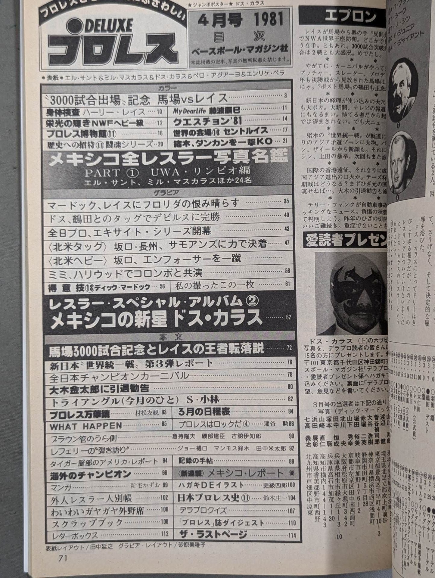 Deluxe Pro Wrestling April 1981