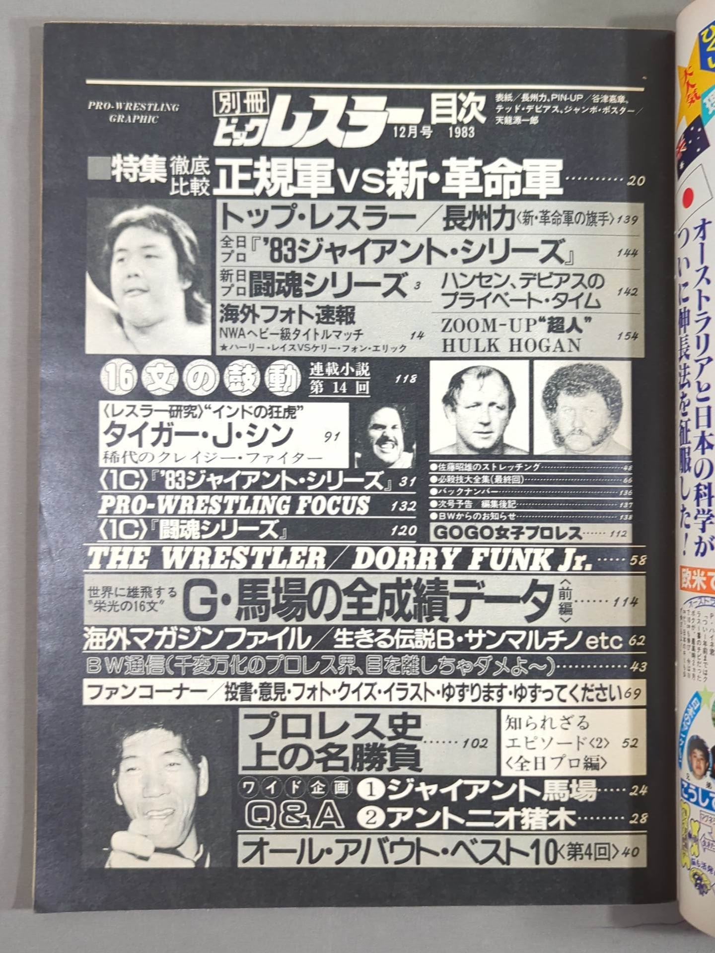 月刊ビッグレスラー 1983年12月号別冊
