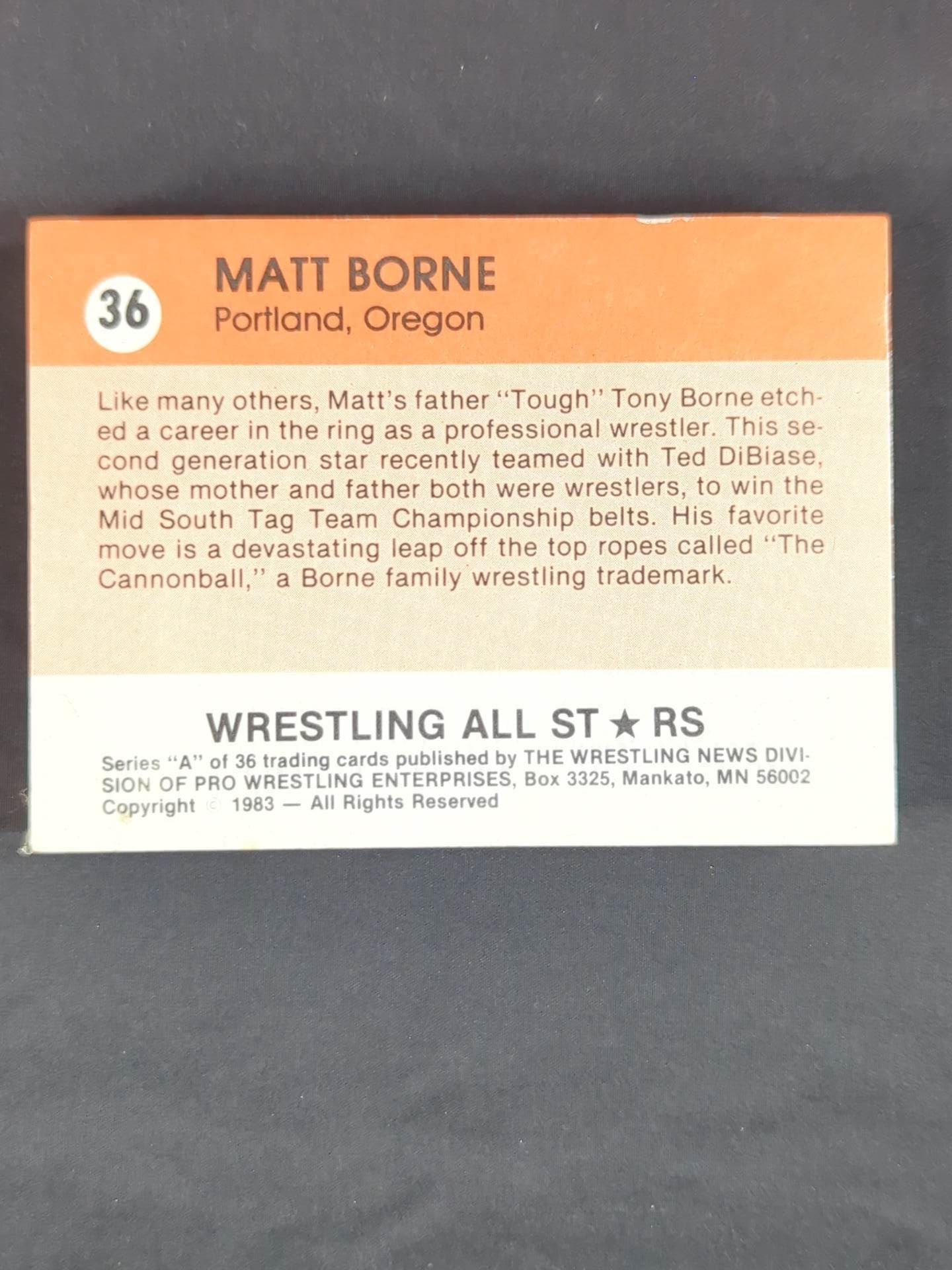 1983 Wrestling All Stars, Series A complete set of 36 cards (unopened)
