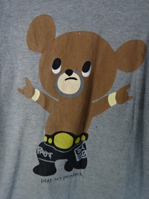Muto Keiji  Muto Bear T-Shirt (7) (All Japan) Pro Wrestling  / Grey)
