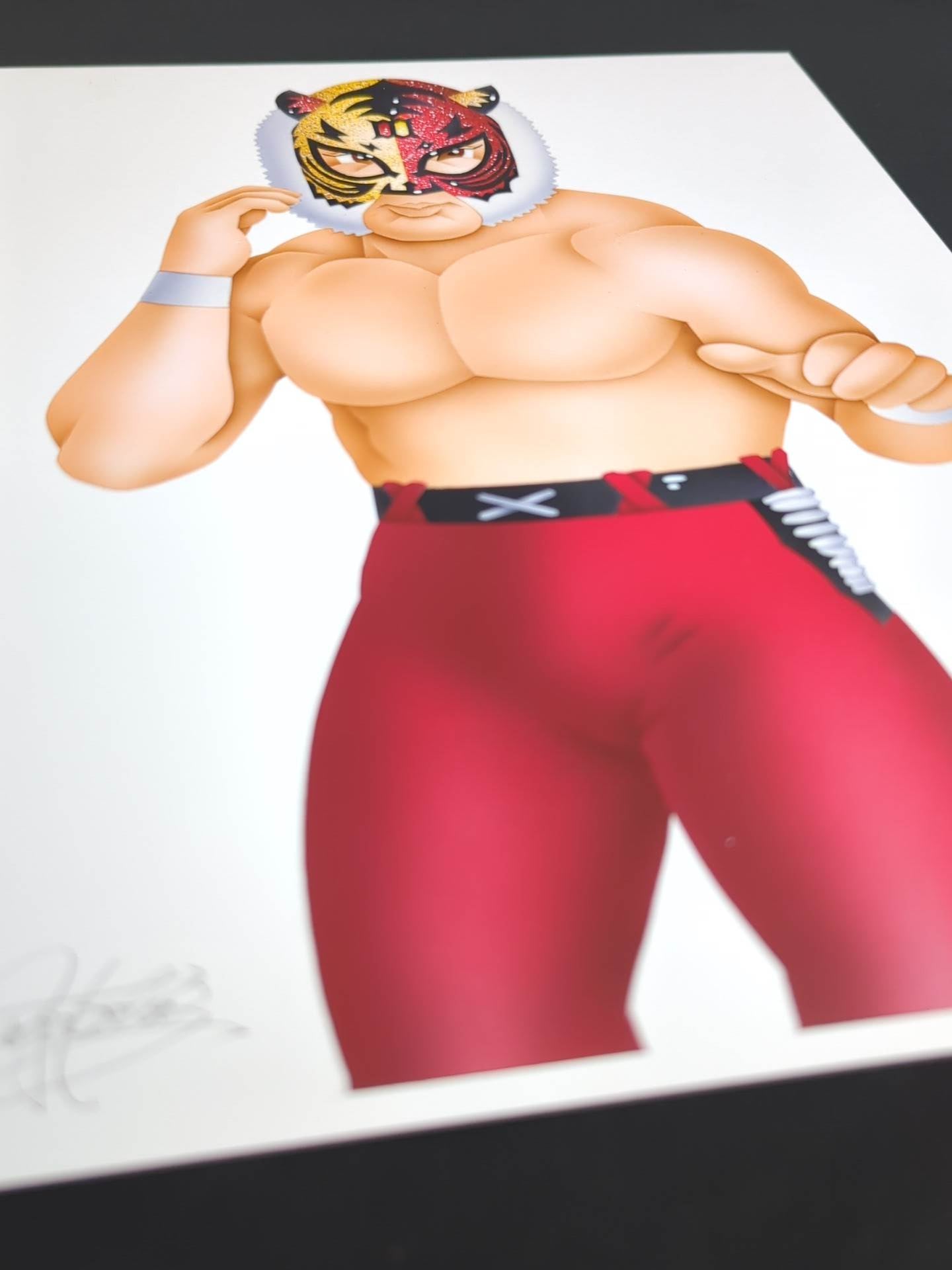 ★ Nagatoshi Sakai 's original drawing work ★ "Four-Dimensional Killing Method" first generation tiger mask (red & gold half)