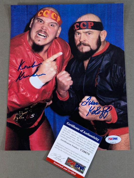 イワン・コロフ&クラッシャー・クルスチェフ 直筆Wサイン入り 大判写真